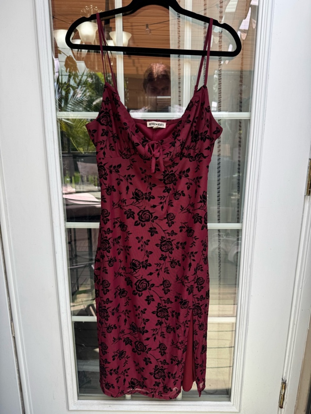 Z🐞Inspired Hearts Wine Red Floral Dress